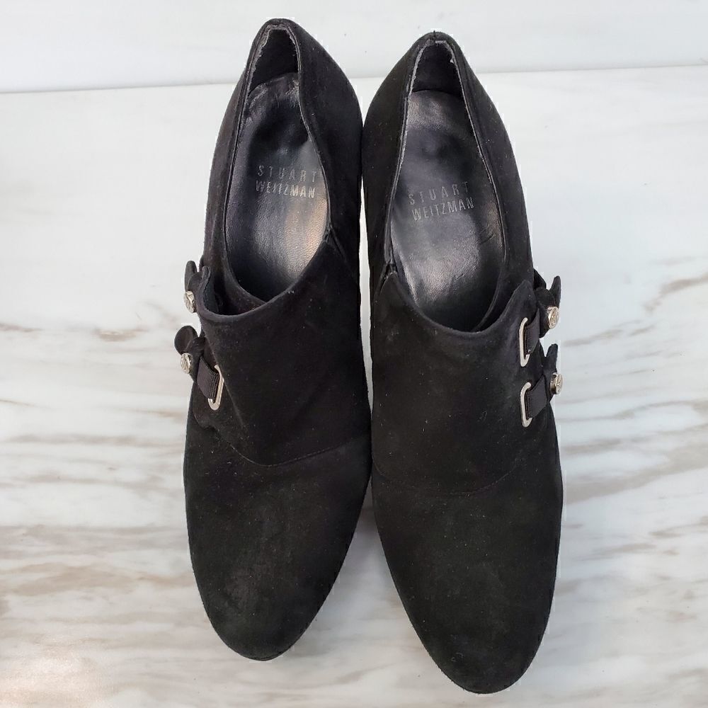 STUARR WEITZMAN WOMEN'S PLATFORM BOOTIES SIZE 6M BLACK 4" HEEL
